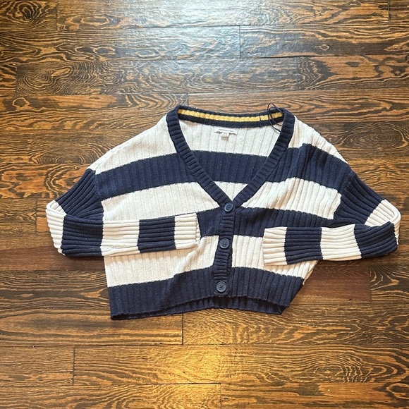 American Eagle Outfitters Sweaters - American Eagle Striped Navy and Cream Women's Sweater